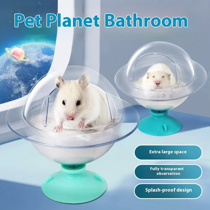 

2-in-1 Hamster Bath & Toilet - Clear Acrylic Sand Bath with Anti-Splash Lid, Dual Chamber for Chinchilla/Robo (BPA-Free/REACH)