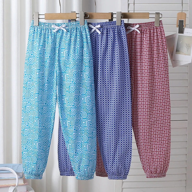 

3-piece set of summer children's fashionable printed casual ankle pants, versatile mosquito repellent pants for boys and girls