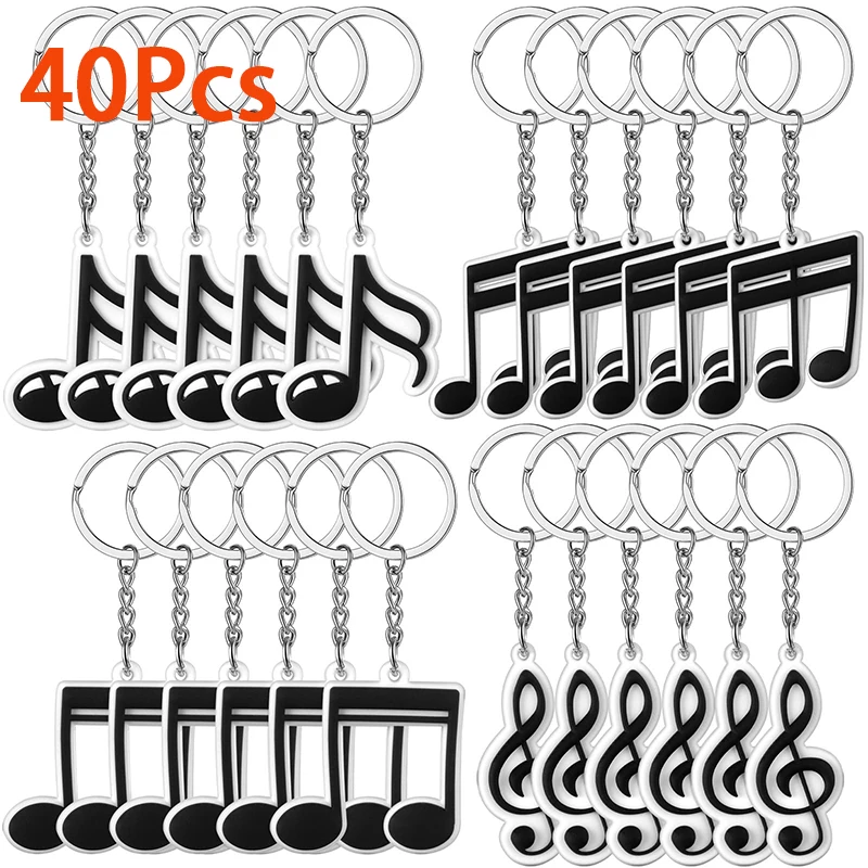 

40Pcs Music Party Favors Silicone Music Keychain Musical Note Keychain Roll Themed Keychains for Music Themed Party Supplies