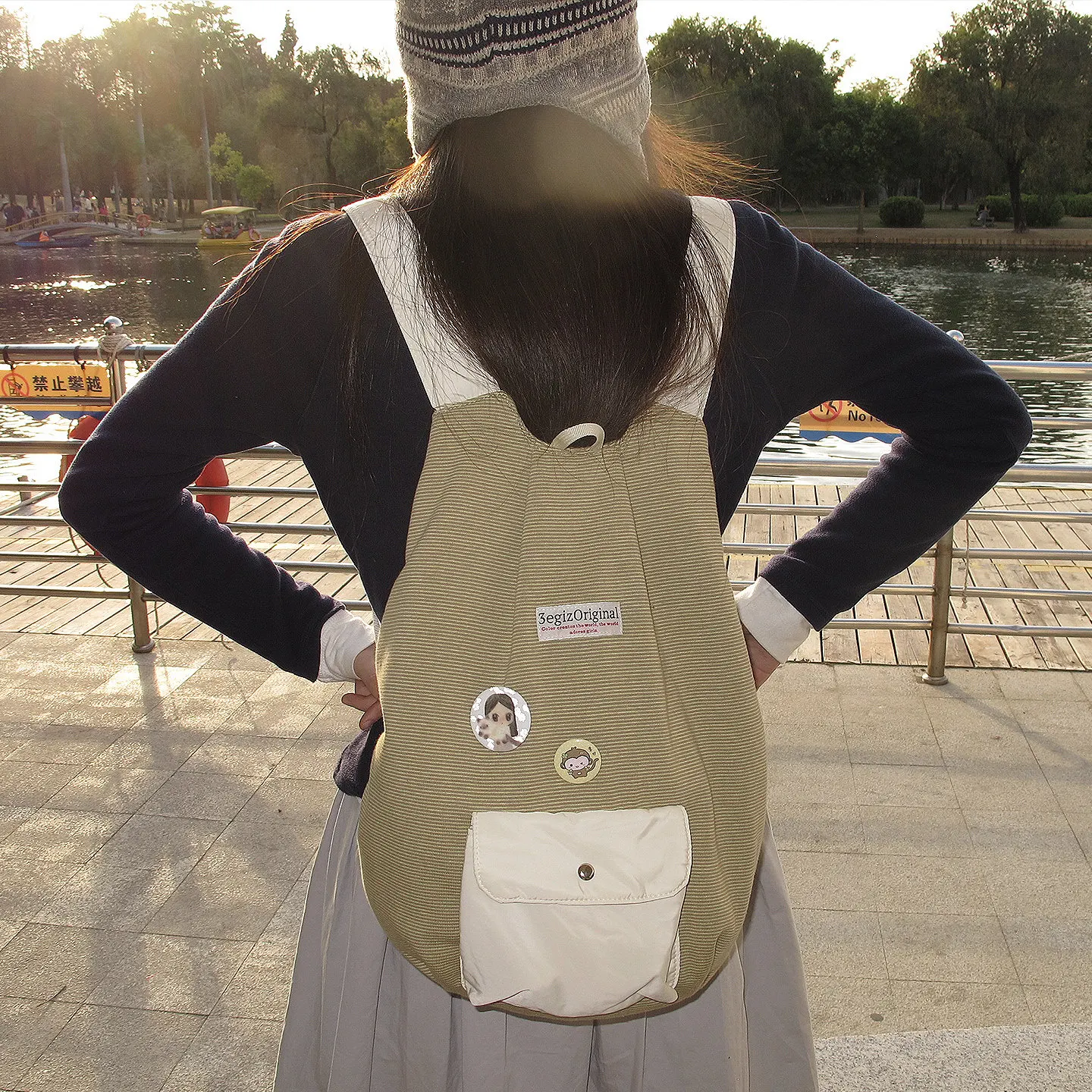 

Оригинальный новый полосатый рюкзак с контрастным дизайном для путешествий на природе в Японии и Южной Корее, складная сумка для хранения с большой вместимостью