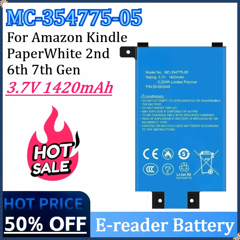 

New MC-354775-05 3.7V 1420mAh E-reader Battery For Amazon Kindle PaperWhite 2nd 6th 7th Gen 6" S13-R1-D S13-R1-S High Quality