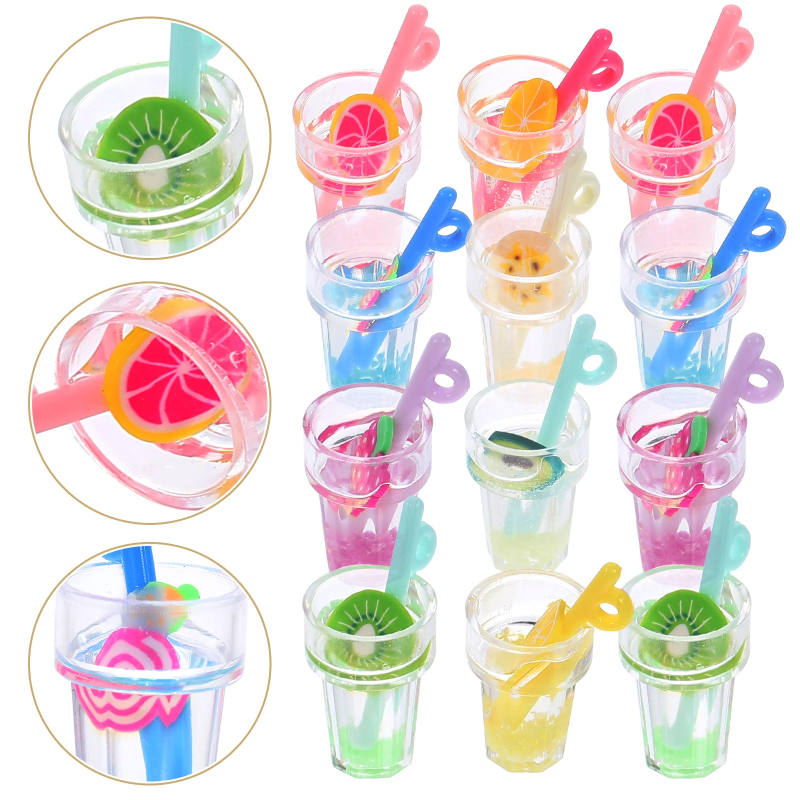 30 pièces de breloques pour gobelets de boissons aux fruits en résine qui brillent dans le noir pour la décoration artisanale de coques de téléphone, de pinces à cheveux, de petits ornements