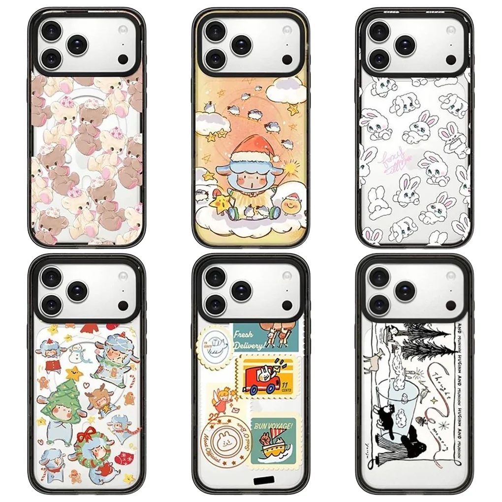 

Beige Brown Bears 2.0 Acrylic Black Border Phone Cover for IPhone 12 13 14 15 16 17 Pro Max Case for IPhone 17 Air