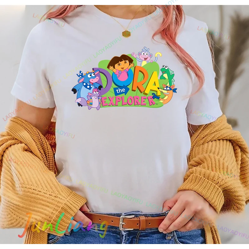 مضحك دورا المستكشف للجنسين بلايز رجل الملابس تي شيرت الجرافيك Y2k أفضل الرجال النساء عدد حفلة عيد ميلاد 100% القطن 90s قميص #5