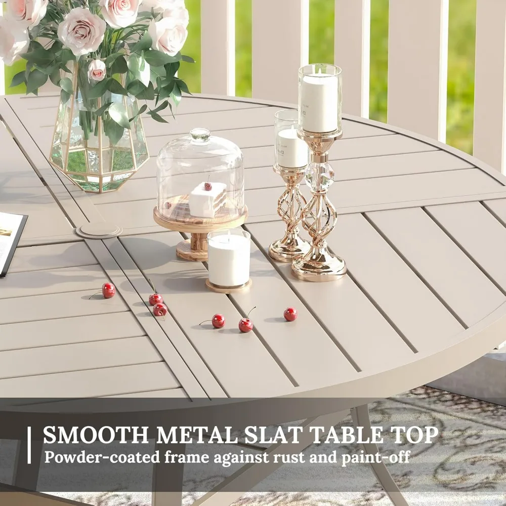 Round Patio Table with Adjustable Umbrella Hole for 4, All Weather Metal Outdoor Dining Table for Lawn Garden, 40.6" Outdoor Co