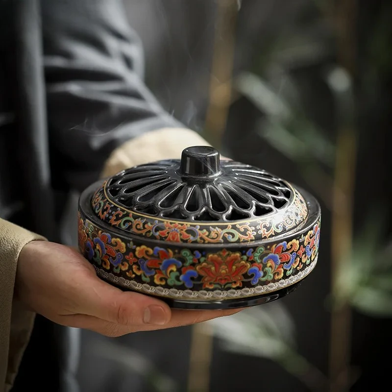 Large Enamel Cloisonne 12 Hour Incense Holder Luxury Diffuser Household Scented Aromatic Candles Zen Tea Items Equipment Craft