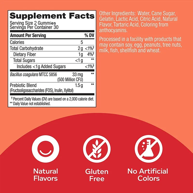 Probiotic + Prebiotic Gummies - Promote Digestive Health and Relieve Bloating Improve Intestinal Function Support Immune Health
