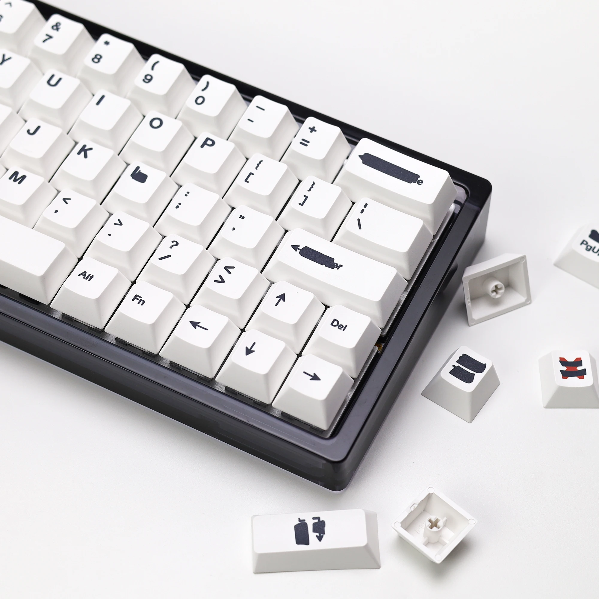 KBDiy Retro GMK Redacted Keycaps White ISO Cherry Profile PBT Keycap Alice Spacer Bar 7u For 60 Mechanical Keyboard MX Switch