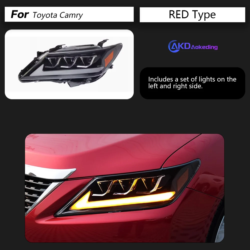 Lampa czołowa AKD dla Toyota Camry LED reflektor 2012-2014 reflektory Camry DRL kierunkowskazy światła drogowe soczewki projektora anioła oka — zdjęcie 6