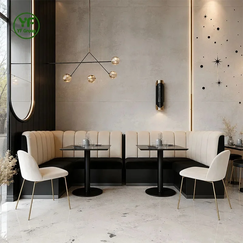 Factory Custom Restaurant Furniture High-Density Foam Velvet Fabric Booth Seating Banquette for Bistro Hotel