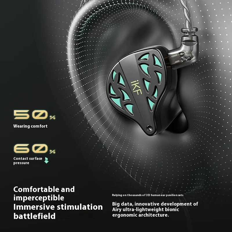 IKF Rite Of Night In Ear HiFi سماعة DLC الحفر المزدوج المواد الكرة العلوي الحجاب الحاجز سماعات الألعاب مع كابل قابل للفصل مخصص
