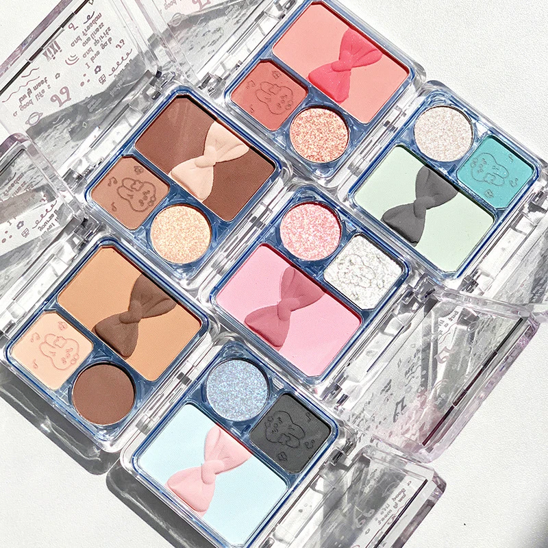 Paleta de Sombra de Olho para Iniciantes, 4 Cores, Glitter, Matte, Pérola, Terra, Impermeável, Durável, Sombra de Olho, Cosméticos