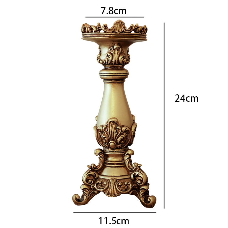 Retro Forest European-style Golden Angel Roman Column Candlestick Sculpture Resin Ornaments for Home Decoration