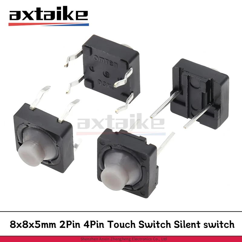 

20PCS 8*8mm 2Pin 4Pin Touch Switch Silica Gel Silent Conductive Silicone Micro Button 8*8*5mm 8×8×5mm