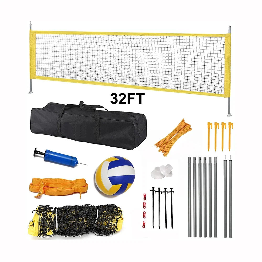 2026 Outdoor Portable Volleyball Net Set System Adjustable Height Volleyball Net Set With Pump And Carrying Bag For Beach Backya