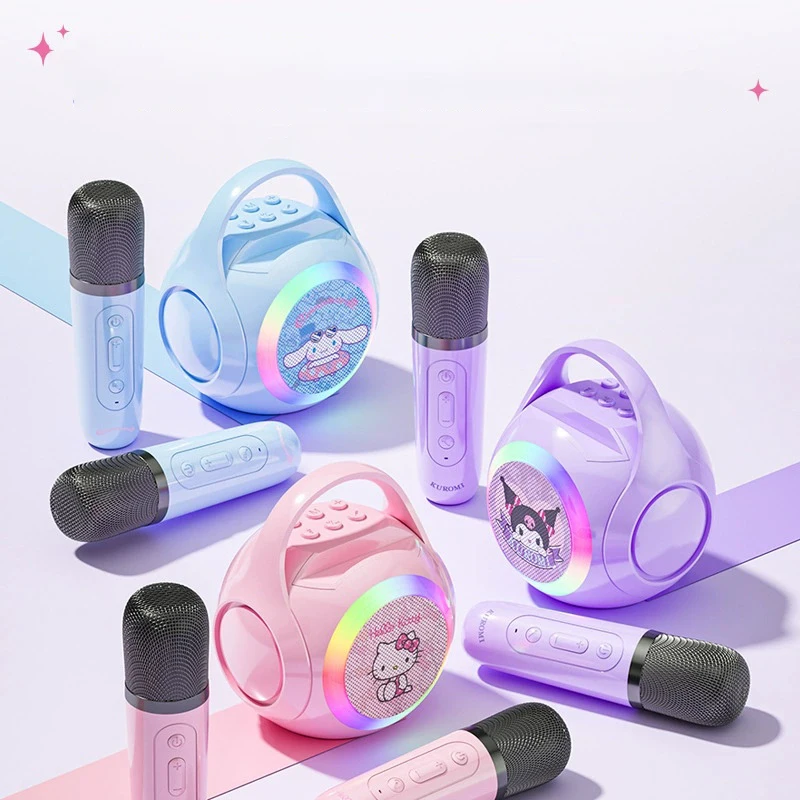 3PCS cartoon Sanrio Hello Kitty Cinnamoroll Kuromi Cartoon Portable Bluetooth Audio Microphone Set Kawaii Mini Speaker Gift - view 2