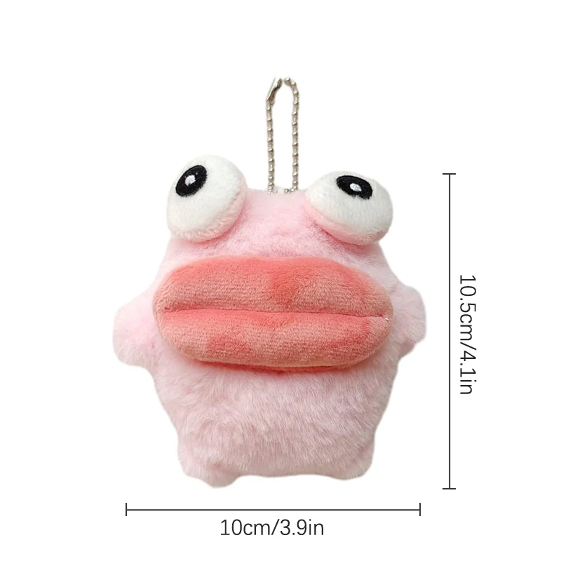 [New] Sausage Mouth Frog Key Chain Cartoon Plush Doll Pendant Couple Key Ring Backpack Charms Car Bag Decor Christmas Hot sale view 4