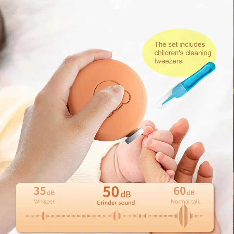 Baby Electric Nail Trimmer Kit, 6-in-1 Safe Quiet Nail File for Newborns, Infants, with Polisher & Tweezers