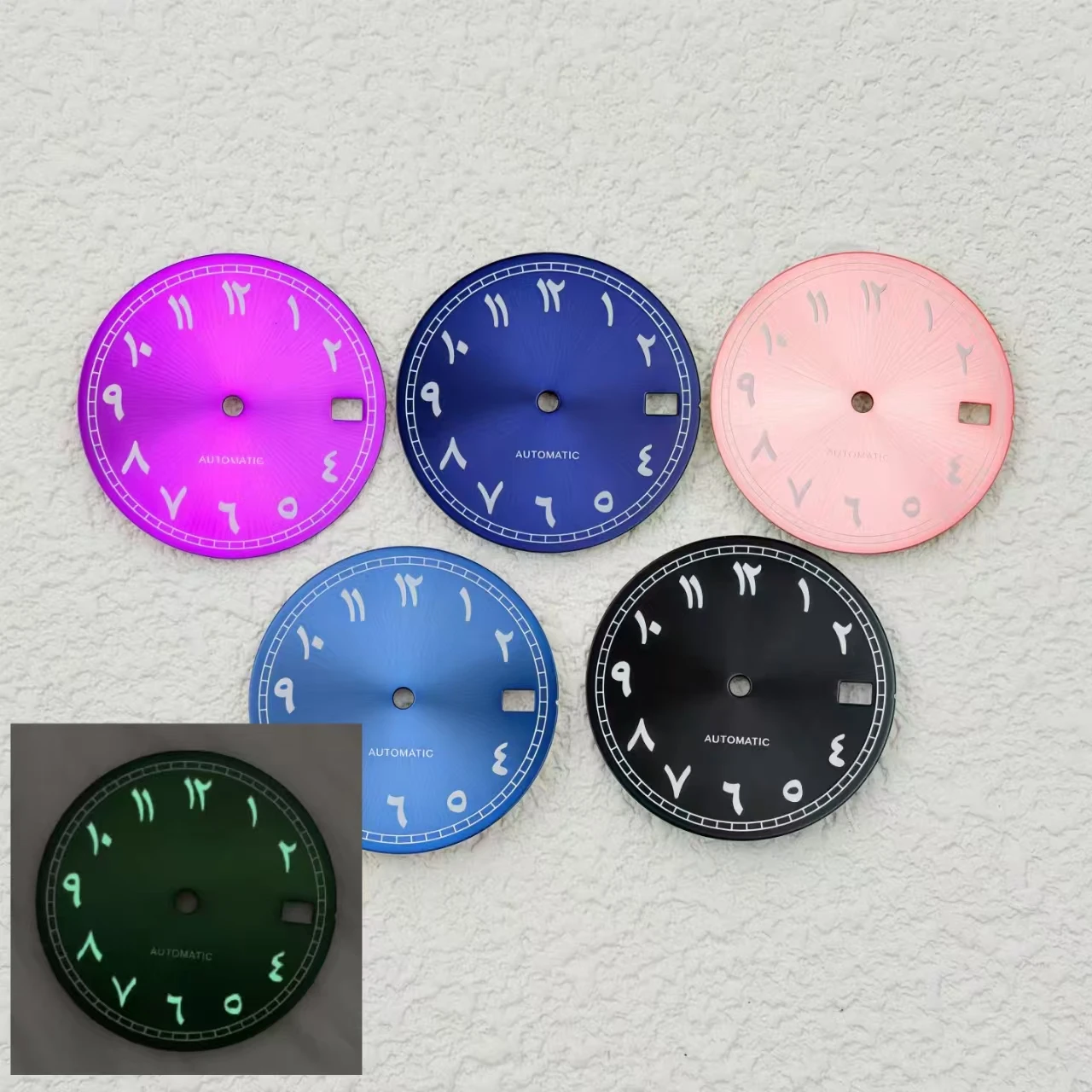 28.5mm NH35 dial S logo dial green blue Arabic numerals dial green Luminous Suitable green dial nh35 nh36 movement Watch parts