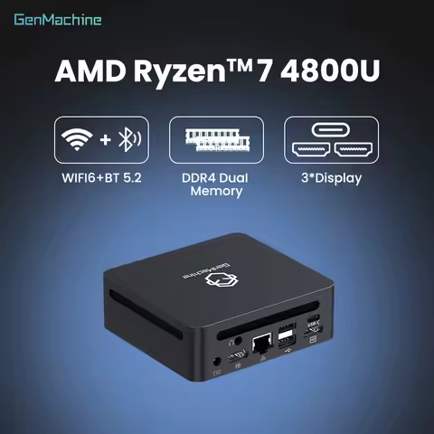 Mini Pc Ordenador GenMachine Mini PC AMD Ryzen 7 4800U 8-core 16-thread 4.2GHz 15W 16GB DDR4 3200Mhz 512G PCIe 3.0 WIFI6 BT5.2