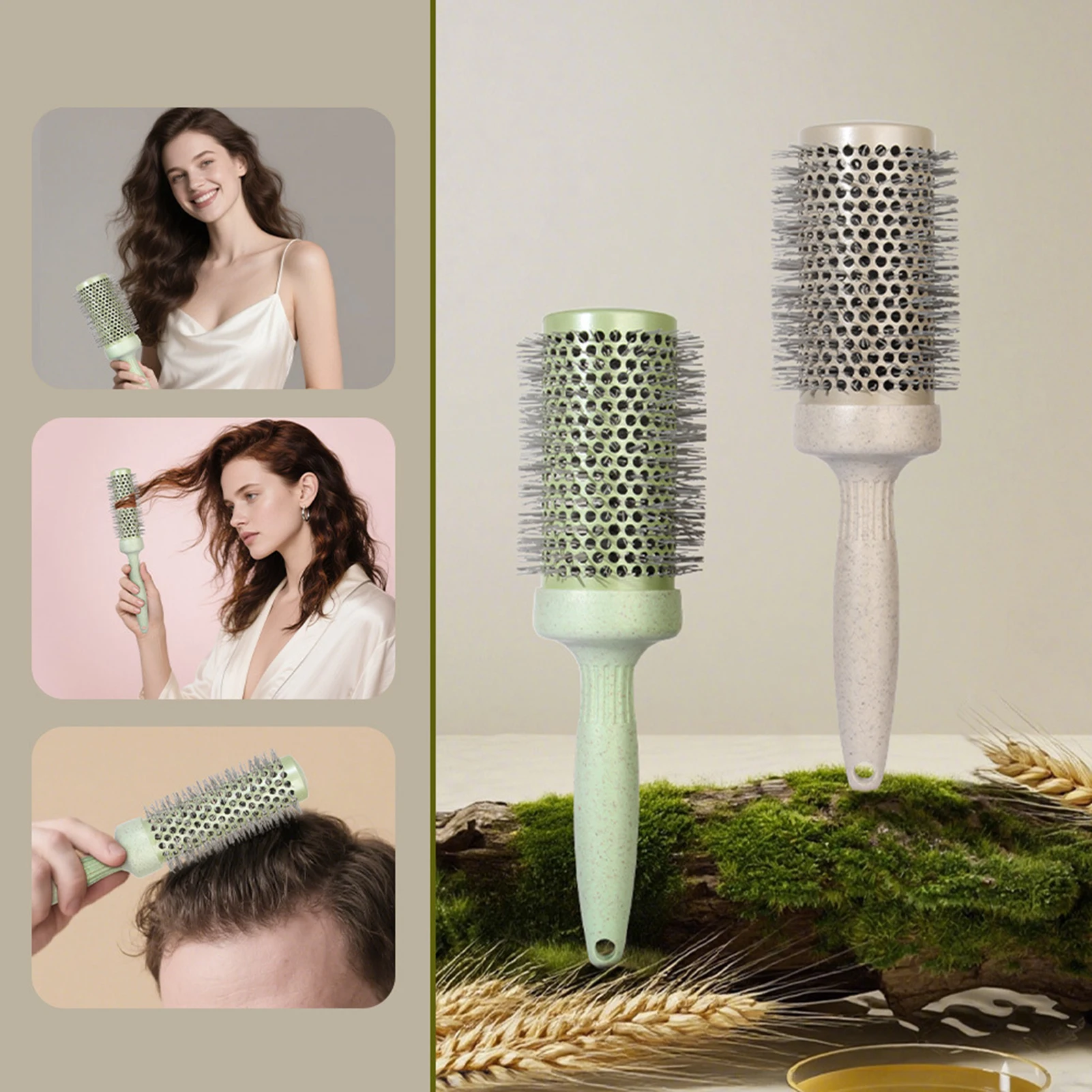 Wheat Straw Ceramic Aluminum Comb Fluffy Bangs Heat Resistant Nylon Hair Combs Fast Airflow Honeycomb Hair Curler Styling Tools