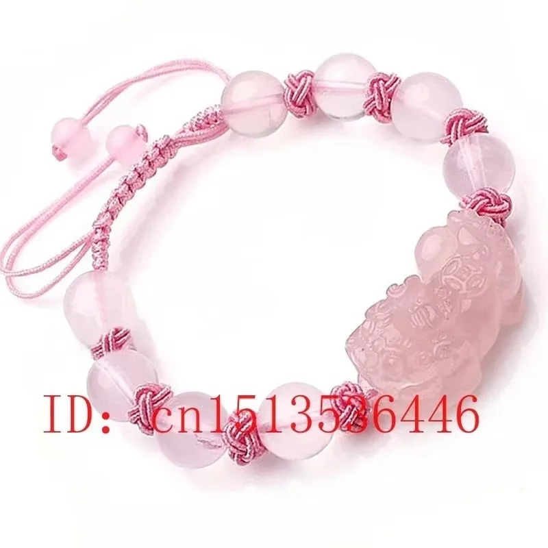 New Natural Pink Crystal PIXIU Bracelet DIY Handmade Design Bring Health Wealth Lucky  Women Jade Beads Jewelry Female