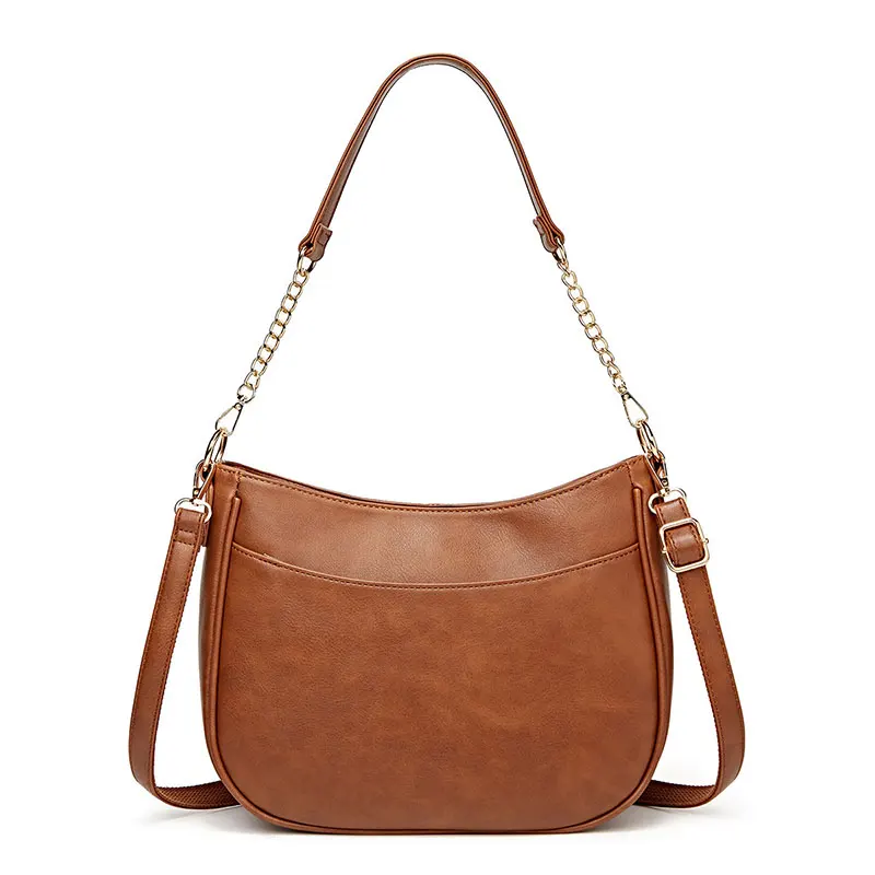 Fashion Women Soft PU Leather Underarm Shoulder Bag High Quality Simple Tote Bag Solid Color Ladies Messenger Crossbody Bags
