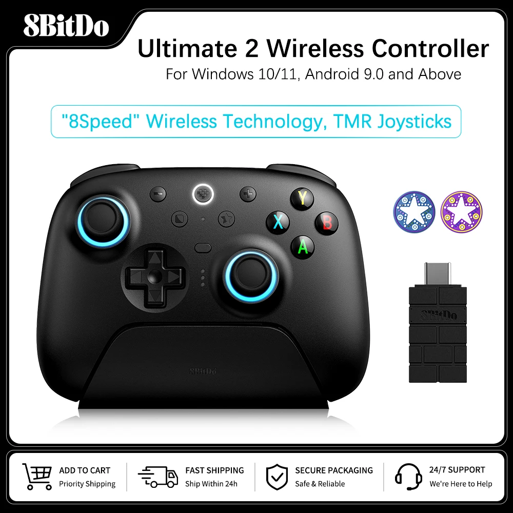controleur-sans-fil-8bitdo-ultimate-2-pour-pc-et-android-avec-manettes-tmr-declencheurs-commutables-controle-de-mouvement-8-vitesses