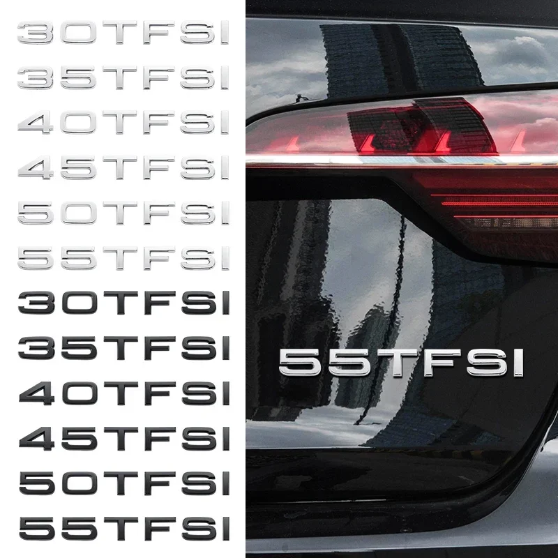 Chrome ABS 30TFSI 35TFSI 40TFSI 45TFSI 50TFSI 55 TFSI Emblem Sticker Rear Trunk Badge Decal for Audi A3 A4 A5 A6 A7 A8 Q3 Q5 Q7