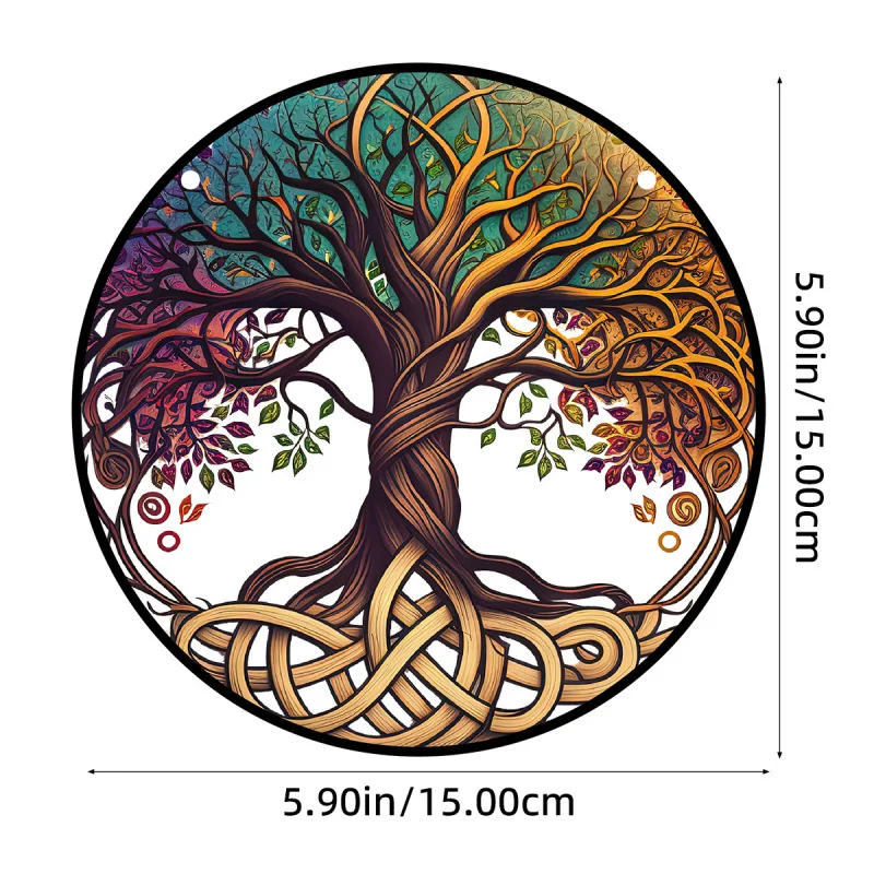 Lucky Tree round Acrylic Painted Tracery Wall Decorative Pendant Creative Craft Pendant Home Decorated Hangtag