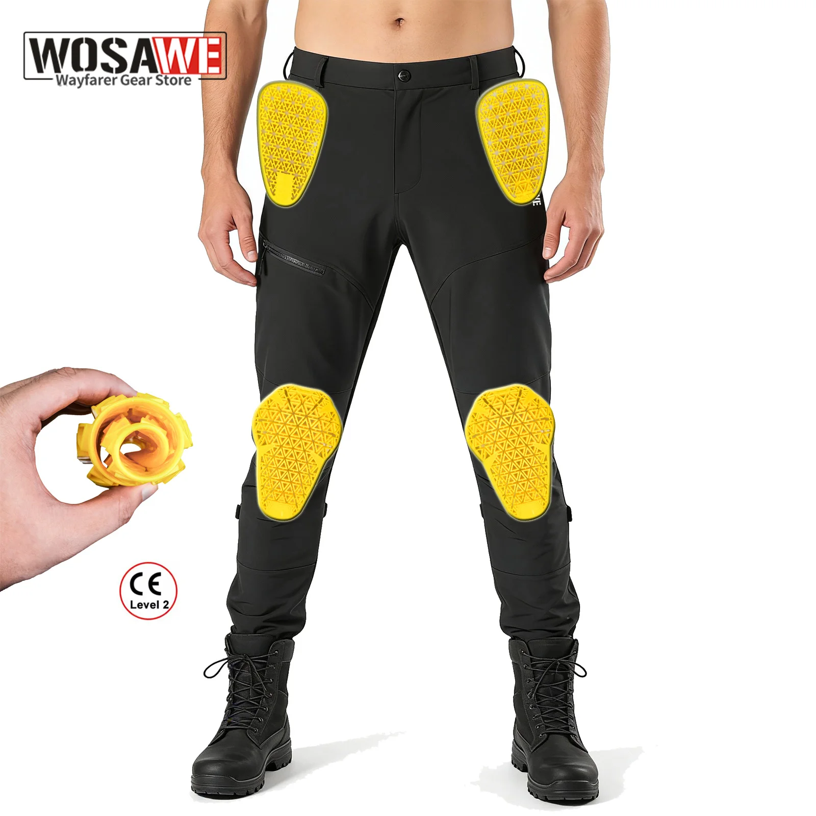 

WOSAWE Motorcycle Riding Pants CE Level 1/2 Armor Moto Pants Men Women Protective Biker Trousers Knee Hip Guard