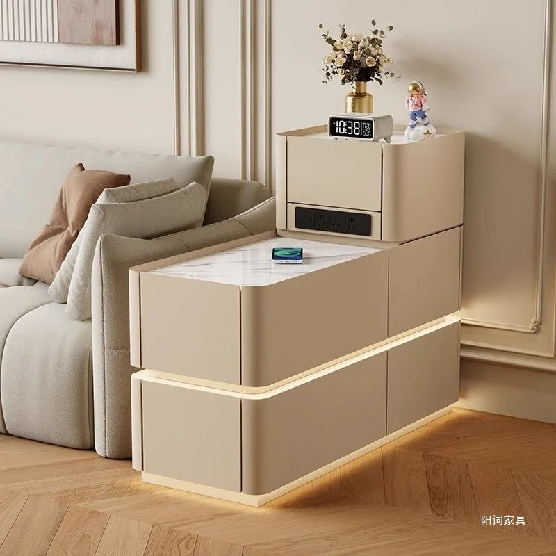 

For Smart sofa side cabinet, living room storage side few solid wood lockers, multi-function wireless charging sofa side cabinet