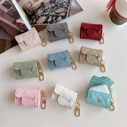 Fashion Leather Wireless Bluetooth Headset Protective Shell For AirPods 4 2 3 Pro 2 With Keychain Easy Carrying Men And Women