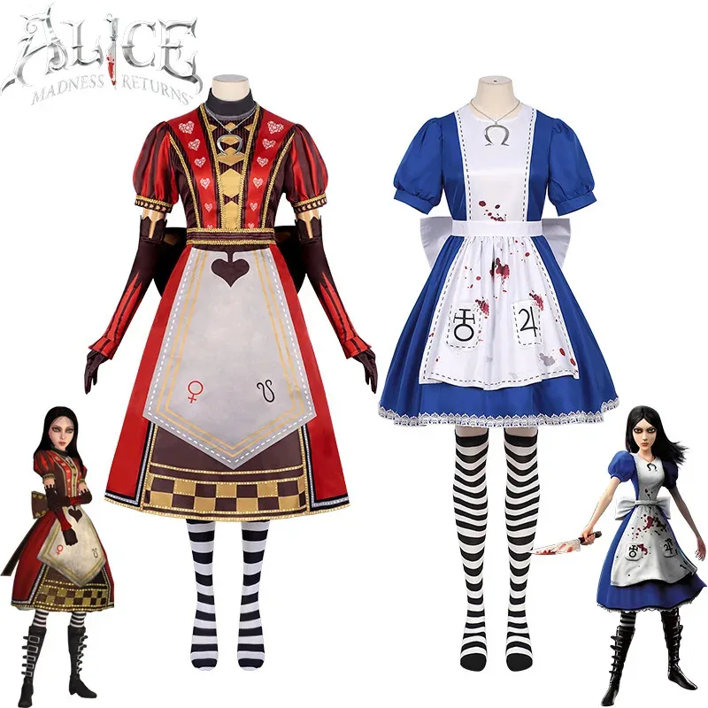 

Anime Alice Madness Returns Cosplay Costume Updated Version Royal Playing Cards Uniform Dress Outfit Party Role Play Clothing