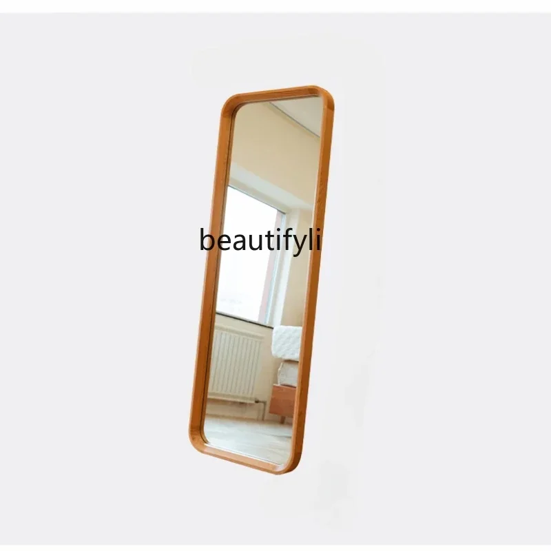 Asmt09 Solid Wood Dressing Mirror Floor-Standing Household Log Style Cherrywood Bedroom Full-Length Mirror
