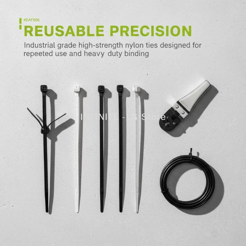 100/300Pcs Durable Nylon Wire Fasteners Reusable Plastic Cable Zip Ties With Quick Release For Home Office And Outdoor Use