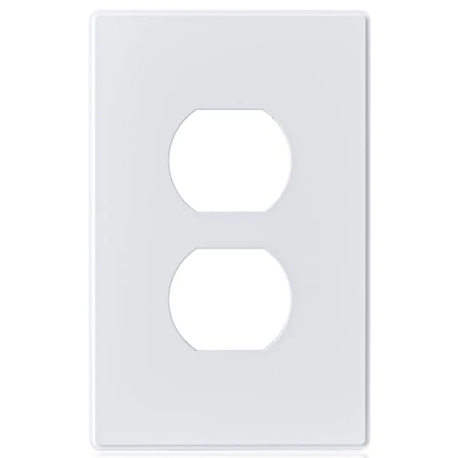 

Duplex Screwless Receptacle Outlet Covers, 1-Gang Mid Size Wall Plates, Unbreakable Polycarbonate Electrical Outlet Faceplates