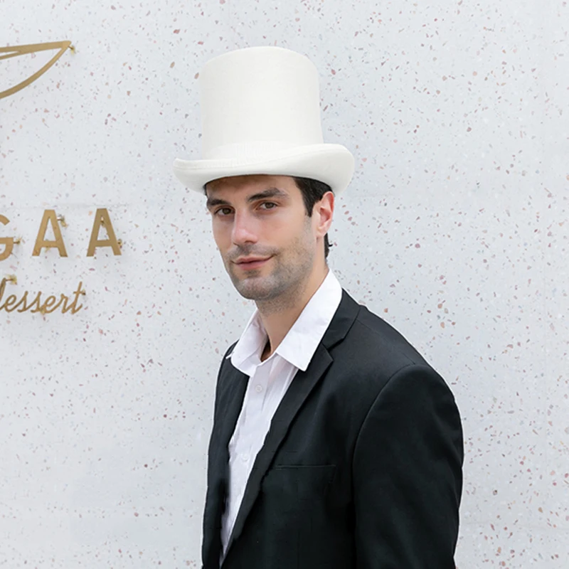 100% Wool British Europe Gentleman Tall Hat Stage Performance Top Hats Magician Retro Fashion Personality President Hat Fedora