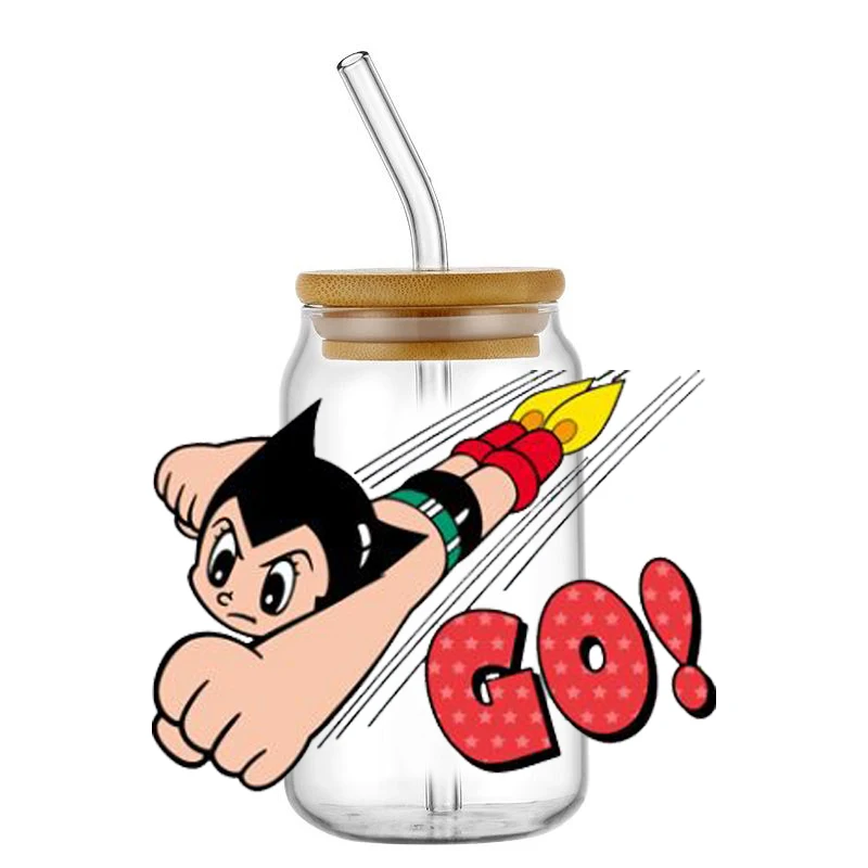 

Astro Boy Birthday Customized Gift UV DTF Cup Mug Wraps Car Sticker Mario DIY Deca For 16oz Libbey Glass Creative Cup Label