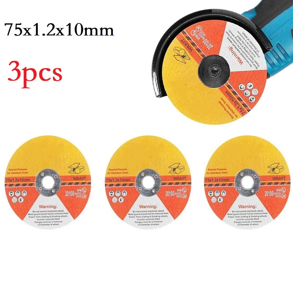 5/3pcs 75mm Circular Cutting Disc Circular Resin Saw Blade Grinding Wheel Fiber For Wood Plaxtic Angle Grinding Tool Accessory