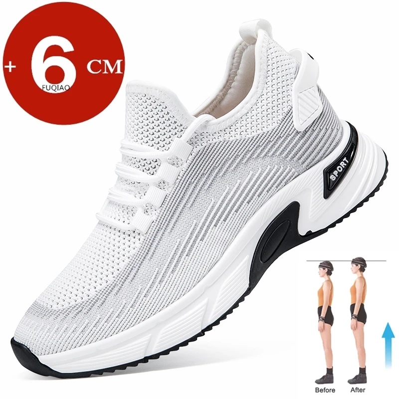 

Summer Hollow Breathable Men Elevator Shoes Casual Shoes Hidden Heels 6cm Height Increasing Shoes Height Increase Shoes For Men