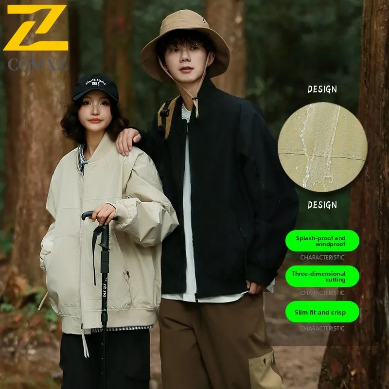 

2025 New Style Overalls Jacket Casual Fashion Couple Men's Stand Collar Coat Outdoor Windproof Waterproof Sports Camping Jacket