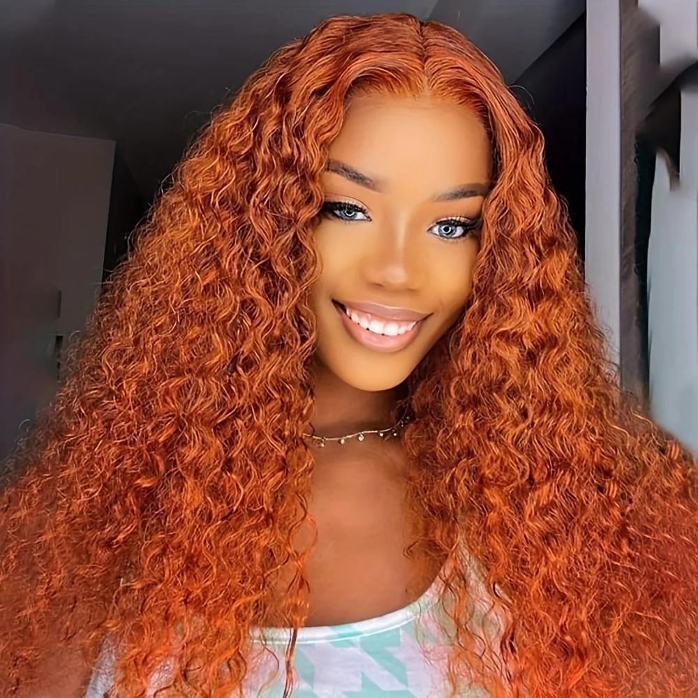 

Ginger Deep Wave Lace Front Human Hair Wigs 13X6 Hd Lace Frontal Wigs Human Hair 30inch 220 Density Brazilian Colored Wigs