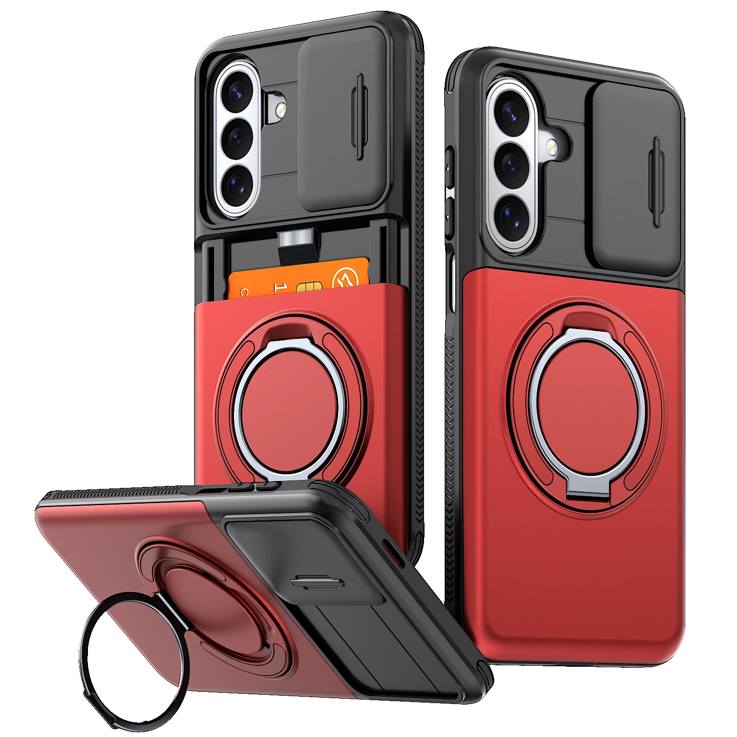 For Samsung Galaxy A36 A56 A37 A27 A55 A57 360°Rotating Magnetic ring phone Case protective cover hidden card slot