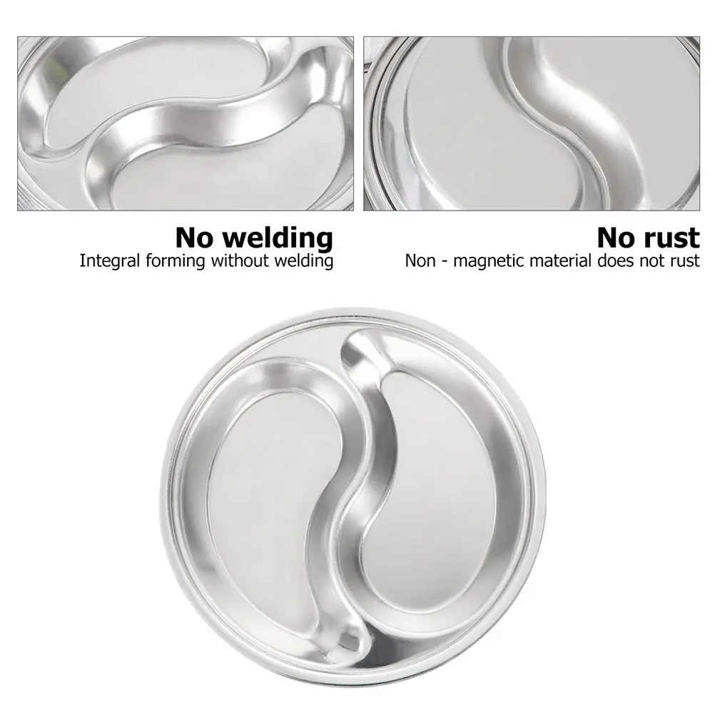 

4pcs Stainless Steel Divided Soy Sauce Plate Rustproof Appetizer Serving Dish Multi-Use Spice Bowl Sauce Dishes Storage