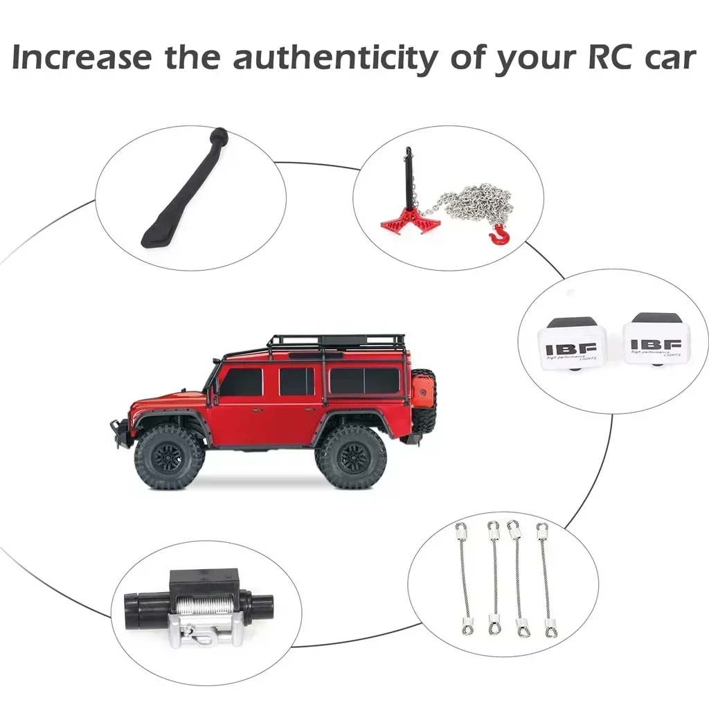 Coque de tuyau d'échappement 7 en 1, chaîne en acier, anneaux en D, manilles, treuil, abat-jour, ancre de terre pour Trxs HSP Redcat Rc4wd Tamiya SCX10