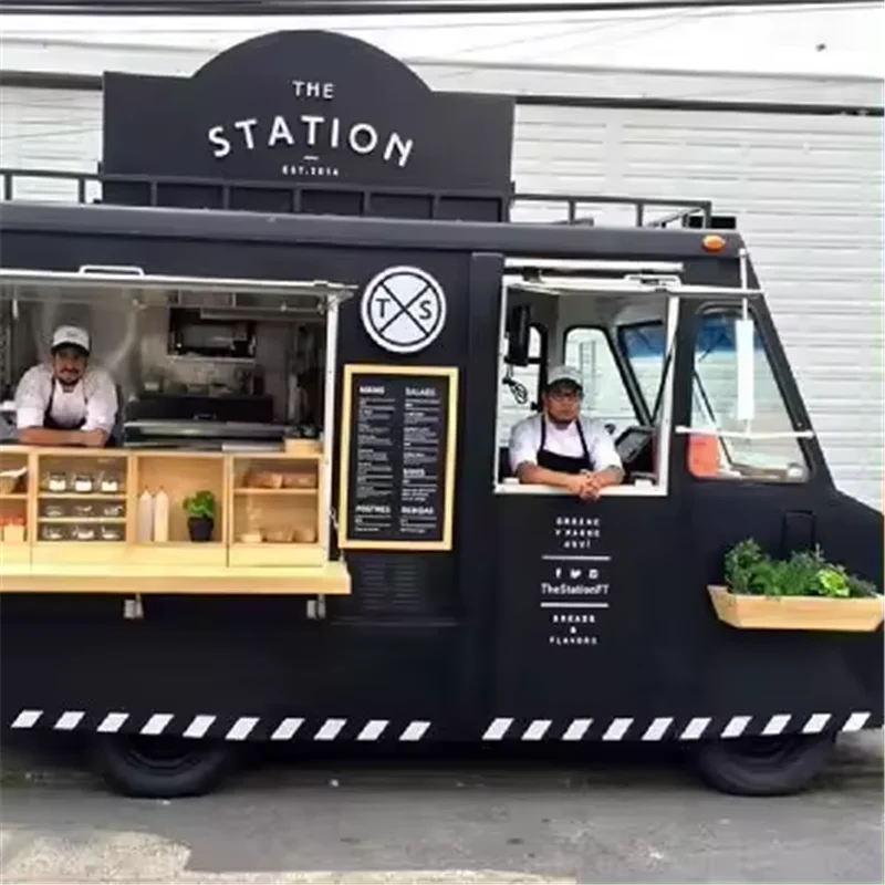 Elektrische voedselwagen met volledige keuken Wafel Hotdog Voedselwagen IJs Koelkast Vrachtwagen Fruitsalade Container Bar Restaurant