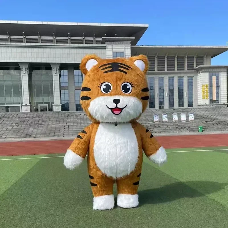 ขนาดใหญ่ 260 ซม.Inflatable Tiger Mascot เครื่องแต่งกายโฆษณาพิธีชุดแฟนซีสัตว์ Carnival Anime STAGE ดําเนินการแสดง PROP