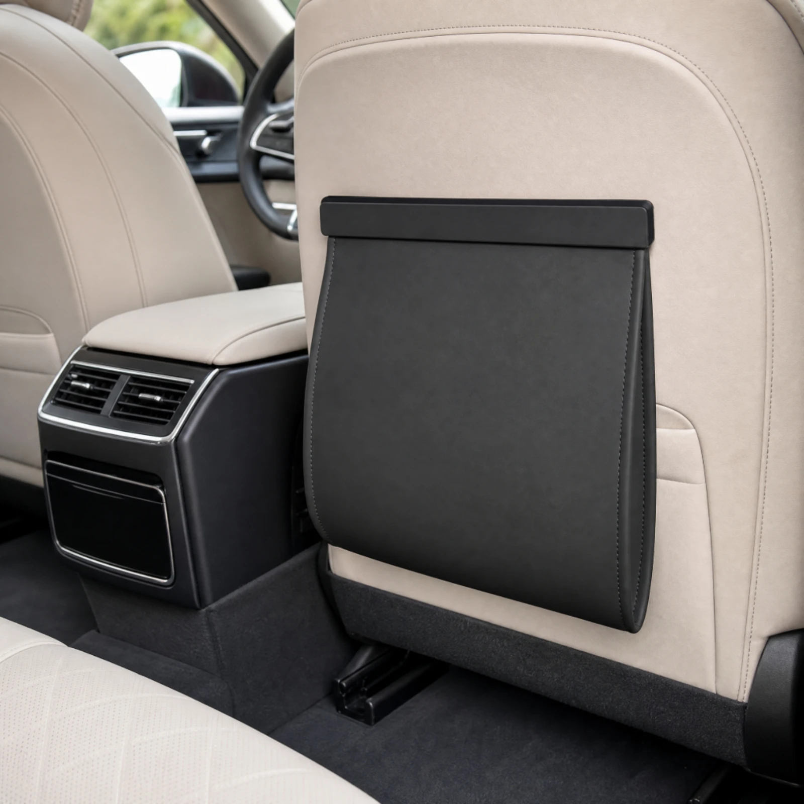 Leather Car Trash Bag Compact Foldable Leather Car Waste and Storage Bag Slim Portable for Commuters, Commuting