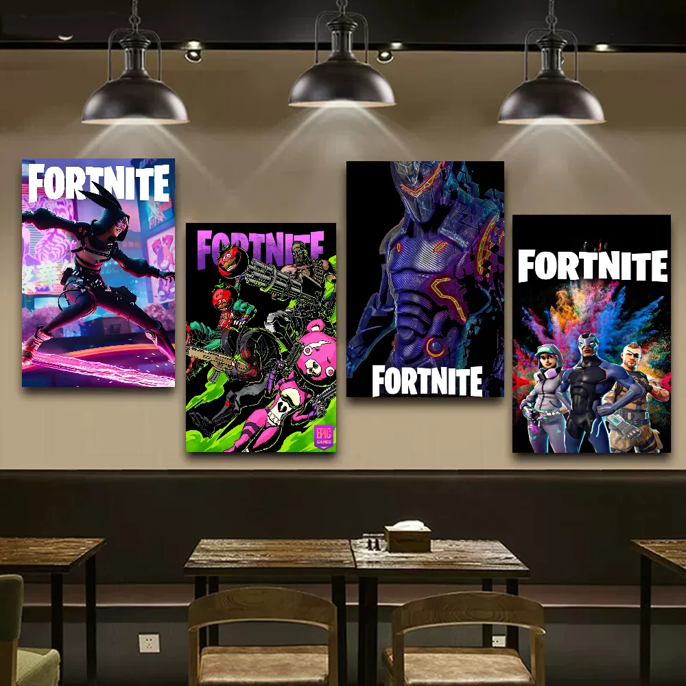 Popular F-Fortnites Hot Game Self-adhesive Art Poster Whitepaper Sticker DIY Room Bar Cafe Wall Decor